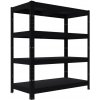 Kovový regál do technickej miestnosti Biedrax 40 x 90 x 90 cm, čierny - 4 police kovové