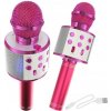 Bezdrôtový karaoke mikrofón s reproduktorom slabo ružový