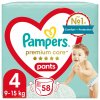Plienkové nohavičky Pampers Premium Care Veľkosť 4 58 ks