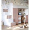 Nábytek PEGAS s.r.o. Patrová postel PARADISE 4S Bílá Starorůžová mat