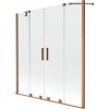 MEXEN/S - Velar Duo Dvojkrídlová posuvná vaňová zástena 150 x 150, transparent, kartáčovaná meď 896-150-000-02-65
