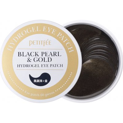 PETITFÉE Black Pearl&Gold hydrogel eye patch hydrogélové náplaste okolo očí 60kusov