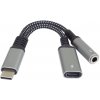 PremiumCord Redukce USB-C /3,5mm jack s DAC chipem + USB-C pro nabíjení 13cm 8592220022891