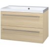Mereo Bino kúpeľňová skrinka s umývadlom z liateho mramoru 81 cm, dub Sand Barbera CN631M