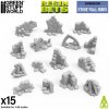 Green Stuff World 3D Printed Set Stone Wall Ruins – 3D tlačené zrúcaniny kamenných múrov (15 ks)