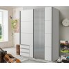 Šatníková skriňa so zrkadlom Emden, 135 cm, biela