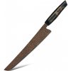 IZMAEL Damaškový kuchynský nôž Kurogane Slicer/Čierna/Hnedá 25 cm