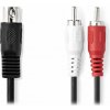 NEDIS redukční audio kabel DIN/ 5pin zástrčka DIN - 2× zástrčka RCA/ černý/ bulk/ 1m CAGL20200BK10
