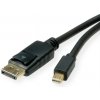 Kábel DisplayPort mini/DP M/M 2m, 8K@60Hz, DP v1.4, 32.4Gbit/s, čierny, pozl.konektor