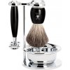 Mühle Set na holenie Mühle VIVO - stojan, miska, strojček s uzavretou hlavicou, štetka pure badger - čierna živica
