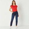 Džínsy mom, strečový denim tmavomodrá 054 Blancheporte