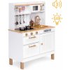 Detská kuchynka so zvukmi a LED drevenými veľkými otváracími skrinkami 7 doplnkov ECOTOYS