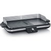 Plancha gril Severin, PG 8564, plancha gril, stolní, miska na tuk, keramický povlak, LED dispej, termostat, až 230°C, rukojeti, 2300 W
