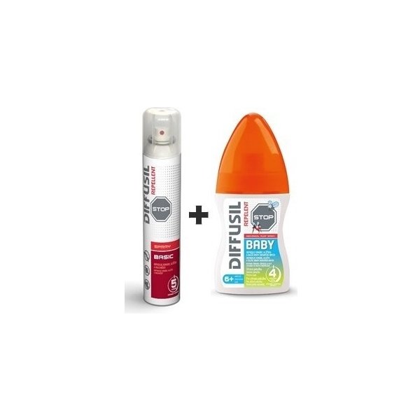 Diffusil Repellent Basic repelentní spray na odpuzování komárů klíšťat a  muchniček 200 ml + Diffusil Baby repelent 100 ml od 3,29 € - Heureka.sk