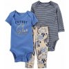 CARTER'S Set 3dielny body kr. rukáv, body dl. rukáv, tepláky Blue Safari chlapec LBB 9m