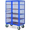 Uzamykateľný skriňový vozík s drôtenými stenami, 5 políc