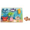 Tooky Toy Hračka Montessori Drevené puzzle Morský svet Ryby Želvy Tvary