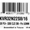 KIN Kingston Technology KVR32N22S8/16 pamäťový modul 16 GB 1 x 16 GB DDR4 3200 MHz
