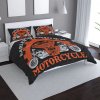 Sablio Saténové obliečky Harley-Davidson motor Černé pozadí - 140x200 / 90x70