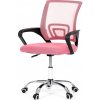 Autronic - Kancelárska stolička, poťah ružová látka MESH a sieťovina MESH, výškovo nastaviteľná, kovový chrómovaný kríž - KA-L103 PINK