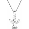 Strieborný náhrdelník anjel so Swarovski kryštálmi biely 32078.1