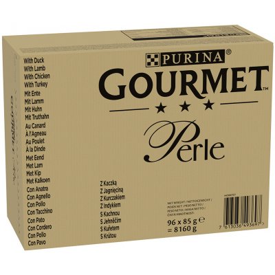 Gourmet Perle kačacie jahňacie kuracie morčacie v omáčke 2 x 96 x 85 g