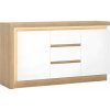 Tempo Kondela Komoda LYOK01, dub riviera/biela s extra vysokým leskom, LEONARDO