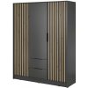 Wilsondo Šatníková skriňa Nelly 3D 155x200x51 - tmavosivá / dub artisan