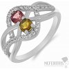 Nefertitis Prsteň strieborný s brúsenými viacfarebnými turmalínmi Ag 925 013424 MT - 52 mm (US 6), 3,4 g
