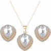 Vykladaný set náušnice a náhrdelník Gold Triple - Crystal