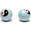 Authentic - Baoding balls - Čínske meditačné guličky- Yin Yang Tai Chi biela/zelená mramorované - 3,5cm