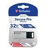 Verbatim USB flash disk, USB 3.0, 32GB, Secure Pro, Store N Go, strieborný, 98665, USB A, AES 256-bit šifrovanie