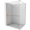 Mexen Kioto+, sprchová zástena Walk-In s poličkou a vešiakom 70 x 200 cm, 8mm číre sklo, medený matný profil, 800-070-121-65-00