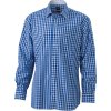 James & Nicholson Košile JN 617, popelínová, kostkovaná, dlouhý rukáv COT02061788813-royal/white 3XL Modrá/bílá