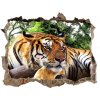 Díra 3D fototapeta na stěnu Tiger na skale 95x64 cm