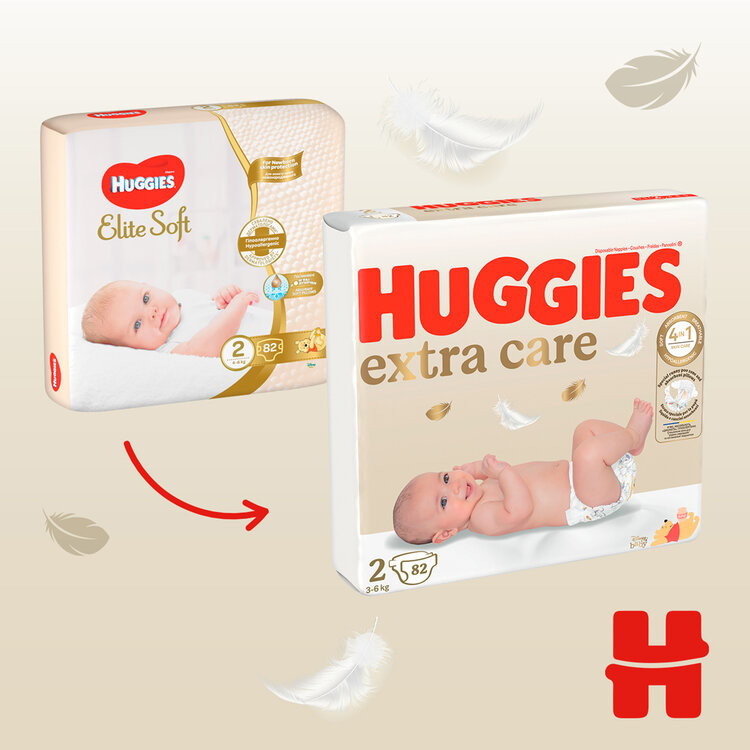 HUGGIES Extra Care 2 3-6 kg 2x 162 ks