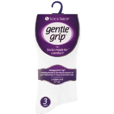 Gentle Grip dámske ponožky s voľným lemom 3 páry Biele
