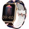Smart hodinky Madvell Pulsar s volaním cez bluetooth a EKG púdrovo zlaté so silikónovým remienkom ružový vektor