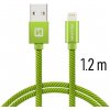 Dátový kábel Swissten textilný s Lightning konektorom a podporou rýchlonabíjania, zelený 71523207