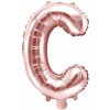 PartyDeco Fóliový balón Mini - Písmeno C 35 cm ružovo-zlatý