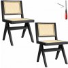 tectake 405911 drevená stolička lissy s viedenským výpletom, nosnosť 120 kg - čierna, sada 2 ks
