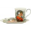 HOME ELEMENTS Porcelánový hrnček 360 ml, s podšálkou, Mucha svetlý