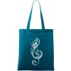 Husľový kľúč kvety - Taška bavlnená - 42 x 38 cm ( Petrolejová )