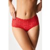 COTONELLA Klasické nohavičky Lacey s vysokým pásom červená