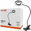 LED stolná lampa s kruhovým svetlom, USB, 3 farby svetla a klipom SuperLED