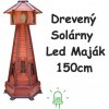 MKSTOR Dekoratívny Solárny drevený maják s LED svetlom do záhrady 150cm, L101
