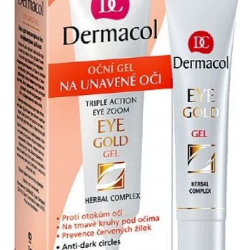 Dermacol Eye Gold očný gél proti opuchom únave a kruhom pod očami 15 ml