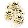 Balóny s konfetami Happy Birthday zlaté 6ks 30cm