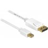 Delock Mini-DisplayPort / DisplayPort káblový adaptér Mini DisplayPort konektory, Konektor DisplayPort 3.00 m biela 83483 pozlátené kontakty Kábel DisplayPort; 83483