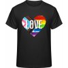 Premium Pride tričko Dúhové srdce Love čierna